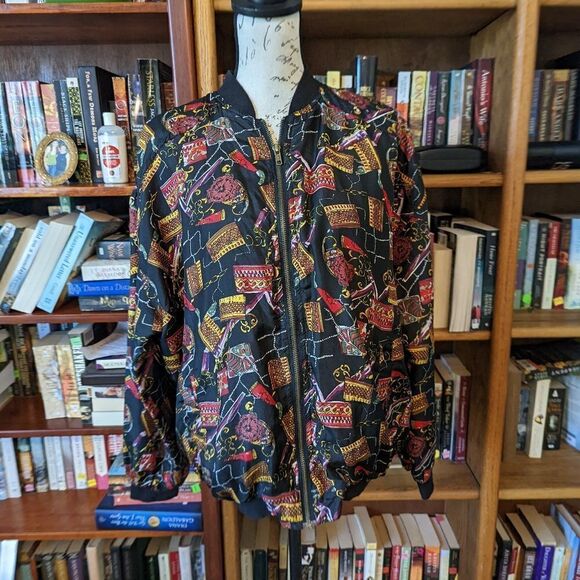 Robert stock vintage silk bomber jacket sz m euc - Picture 1 of 5